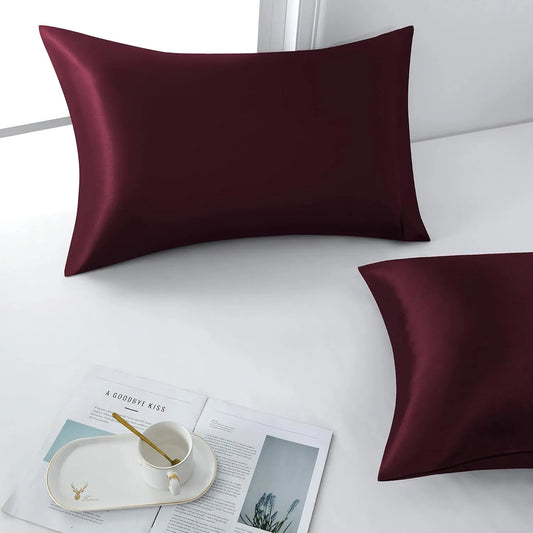 Kit 2 Federe in Raso Anticrespo ( Bordeaux) — Premium plus