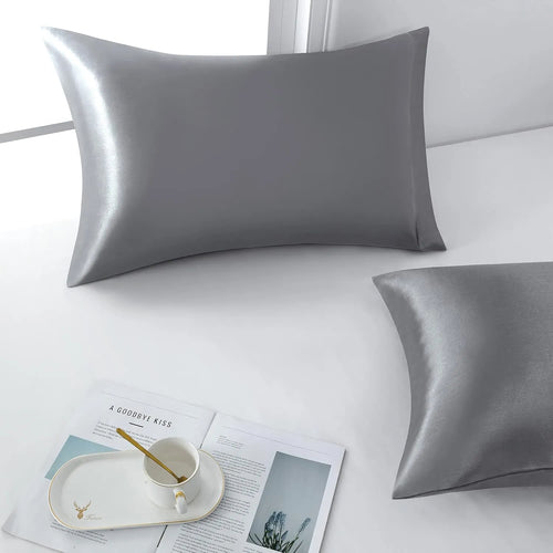 Kit 2 Federe in Raso Anticrespo ( grigio ) — Premium plus